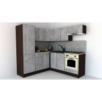 Bucatarie de Colt GENA NEW 9 ST 190-200, Cu Corp de Cuptor, Wenge / Decor 4298